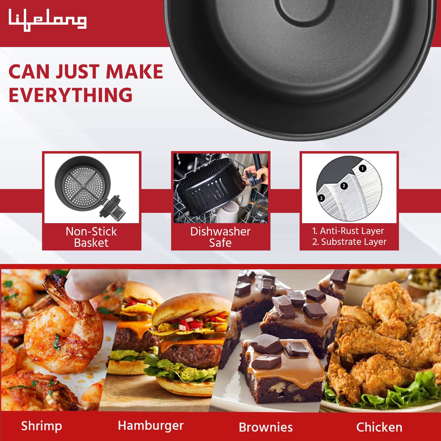 Lifelong LLHF21 2.5 L 1200 W Air Fryer - Image 2